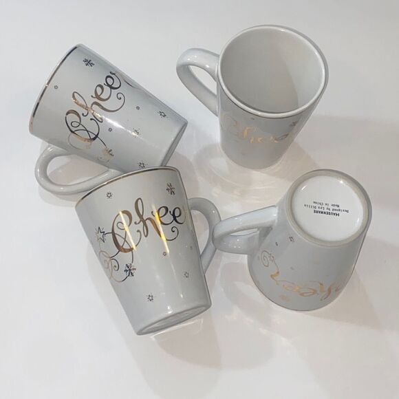 Vintage Of 4 Coffee Cheer Mugs Hausenware Designed By Lyn Dillon Made In China - Picture 1 of 5